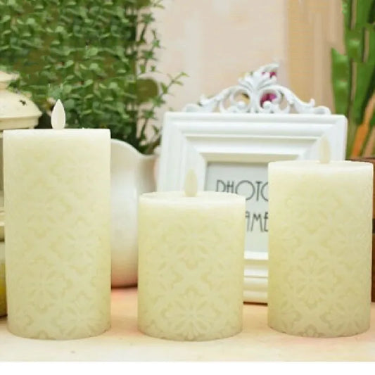 Flameless Candles with Remote Color Changing LED Candle Light Carved 3D Moroccan Designs Paraffin Candles Flickering Moving Wick