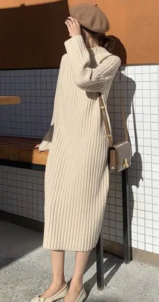 Women's Mid-Calf Turtleneck Sweater Dress