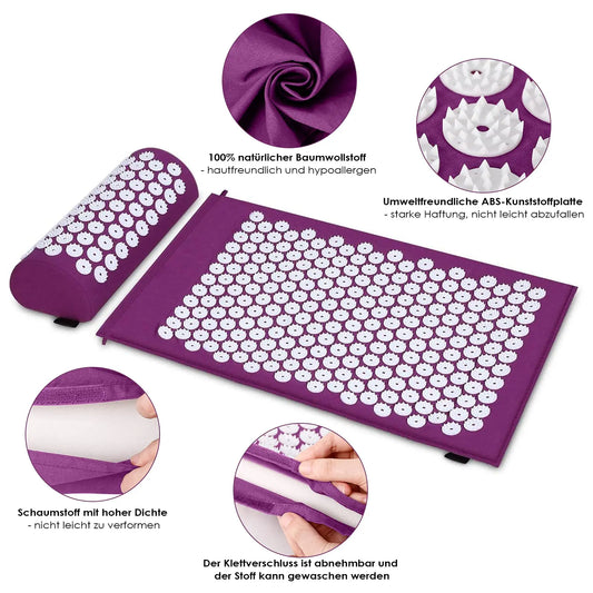 Acupressure Mat & Pillow Set – Back, Neck & Foot Massage Mat