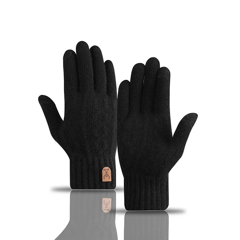 Men's Velvet-Lined Knit Touchscreen Gloves