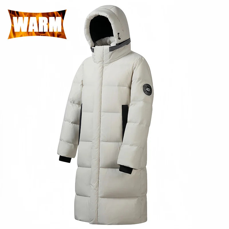 Winter Long Down Jacket Women Windbreaker Jacket Fashion Couple Down Coat Warm Hooded Thick Winter Windproof Waterproof Men Coat