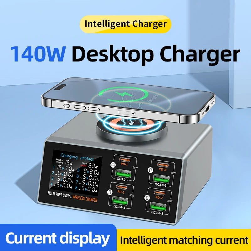 140W 8-Port USB-C PD & QC Fast Charger