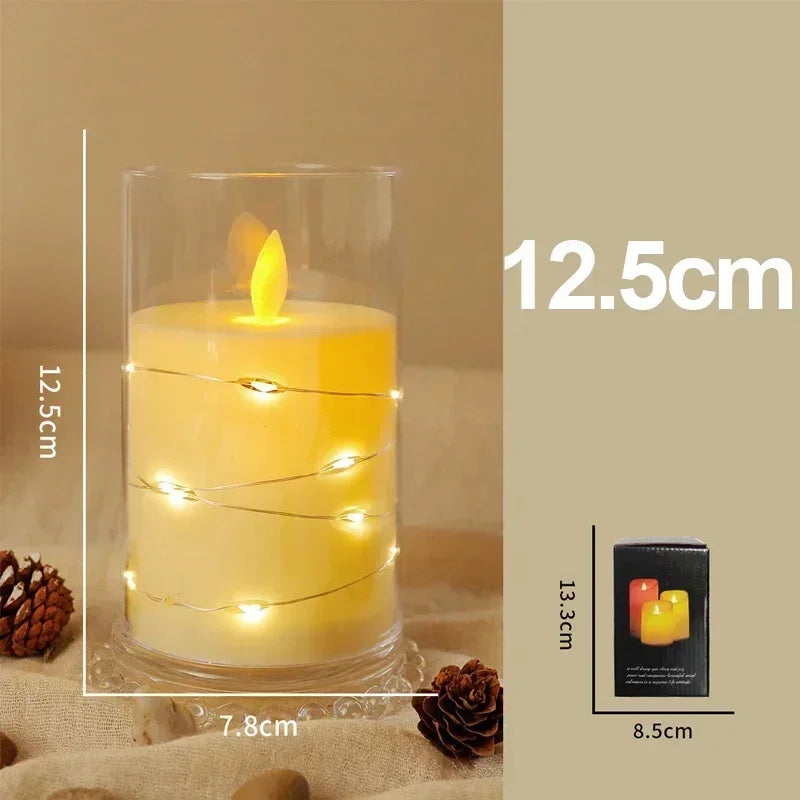 Flickering Flameless Candles for Romantic Ambiance and Home Decoration with Embedded Star String Battery Operated Candles