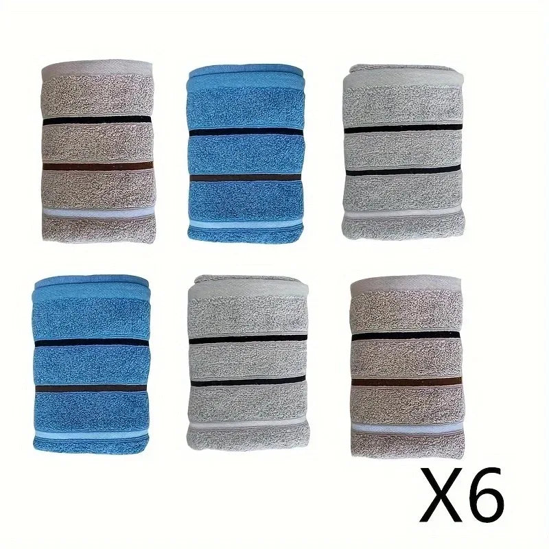 Striped Plush Cotton Towels – Single, 3 or 6 Pack