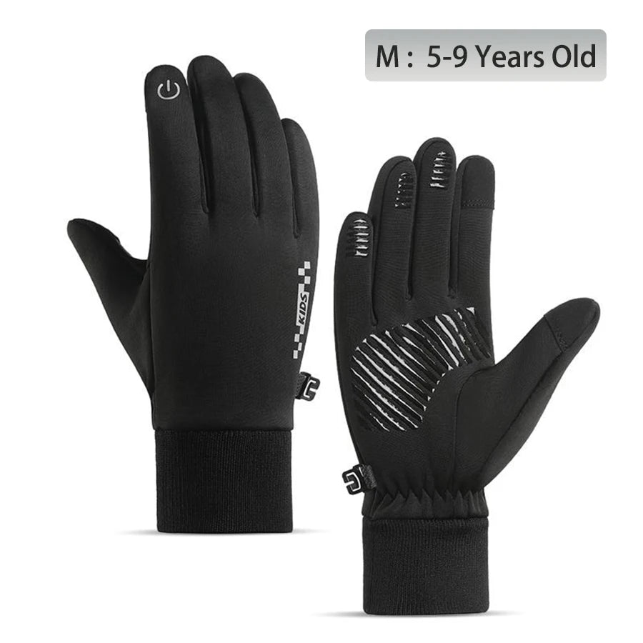 Kids' Fleece-Lined Touchscreen Winter Gloves – Non-Slip (Ages 5–14)