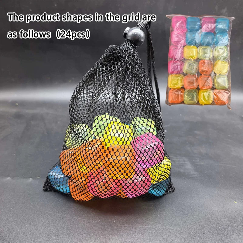 24/50/100Pcs Reusable Ice Cubes Refreezable Cooling Blocks Slow Melting Ice Cubes for Whiskey Cocktail Coffee Juice Picnic Bar