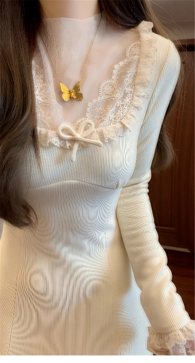 Women's Beige Knee-Length Button-Detail Dress