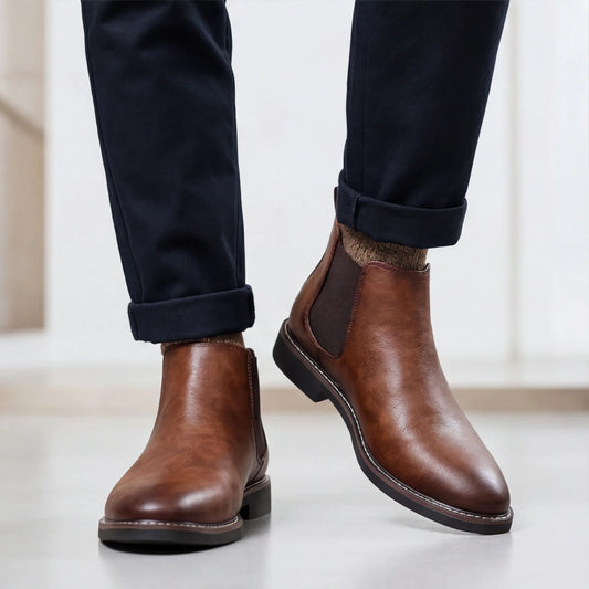 Men's Square-Toe Slip-On Chelsea-Style Boots
