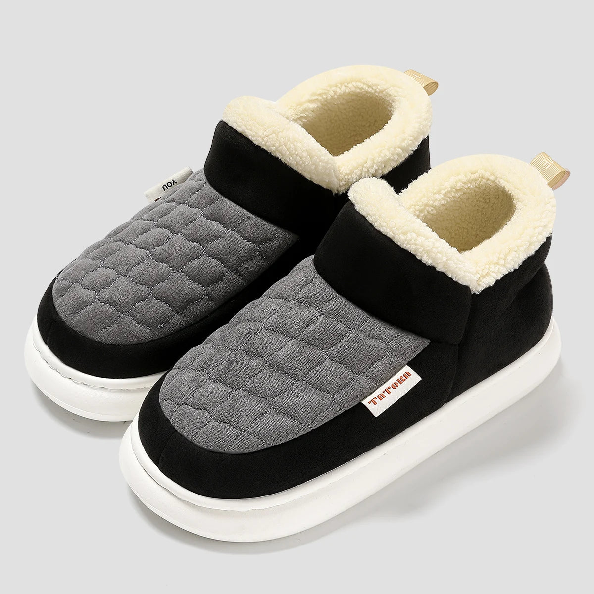Women's Winter High-Top Fur Lined PU Leather Snow Boots Waterproof Cotton Shoes Warm Fashionable Short Tube EVA Inner Material