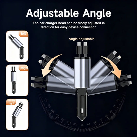 Retractable USB-C Car Charger, 30W or 120W