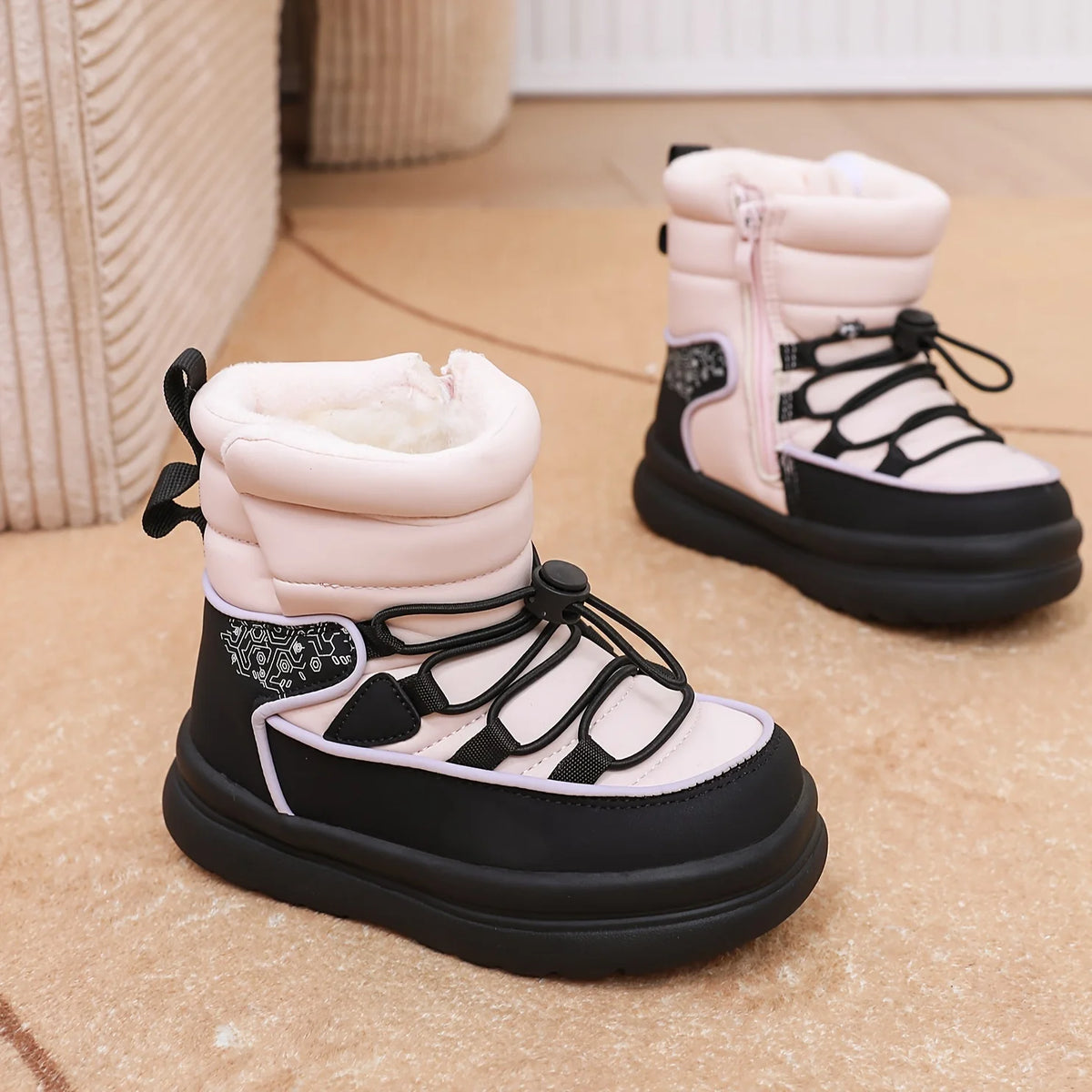 Girls' Pink Side-Zip Winter Ankle Shoes