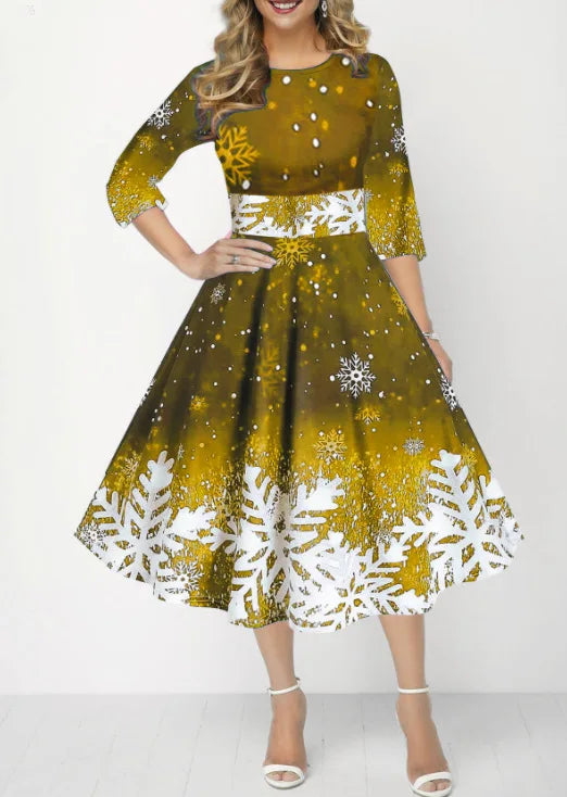 Women's Printed Half-Sleeve A-Line Mini Dress