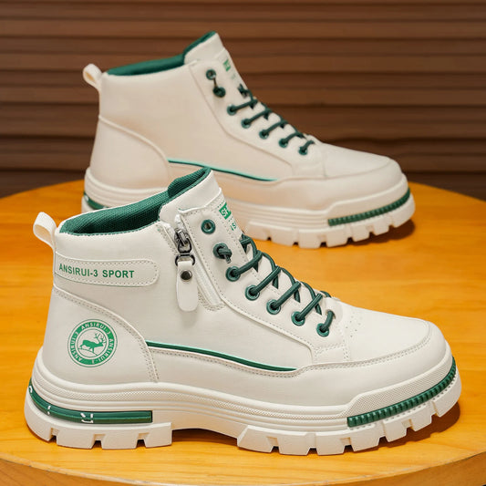 Men's Casual High-Top PU Ankle Boots