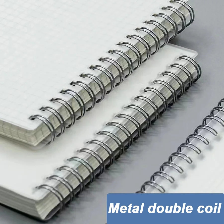 A5 Up Coil Notebook Line Grid Blank Dot Inner 80 Sheets 160 Pages Spiral Notebook with PP Cover Student Note Pad Book