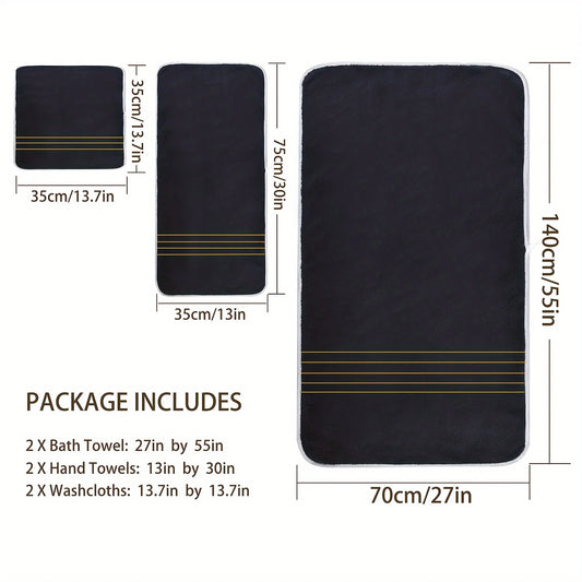 Gold Accent Bath Towel Set – White, Grey or Navy, 2 to 8 Pieces