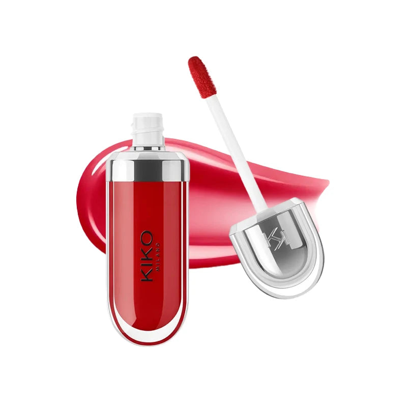 Original Kiko 3D Mirror Lip Glaze Waterproof Non Fading and Non Stick Cup Gentle Bean Paste Color Fine Shiny Point Charm Red