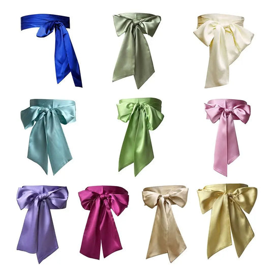 Ceinture large en satin avec nœud pour robe, 20 couleurs
