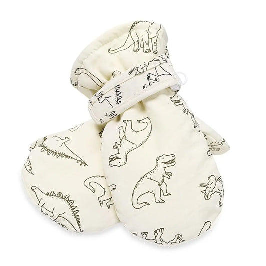 Kids' Dinosaur Print Winter Gloves – Fleece-Lined Snow Gloves