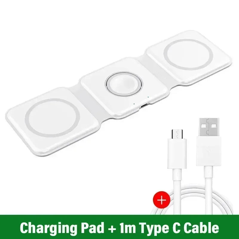 30W Foldable 3-in-1 Wireless Charger for Phone, Watch & AirPods