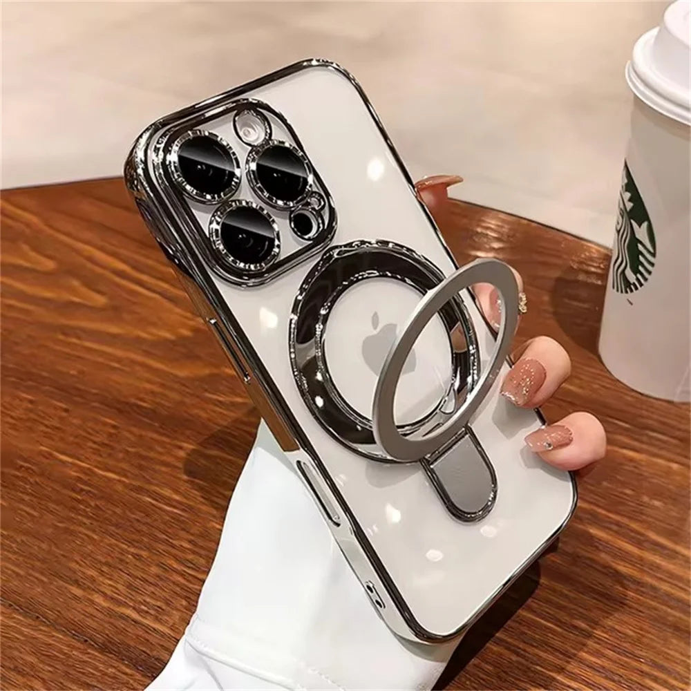 Clear Magnetic iPhone Case with Ring Stand