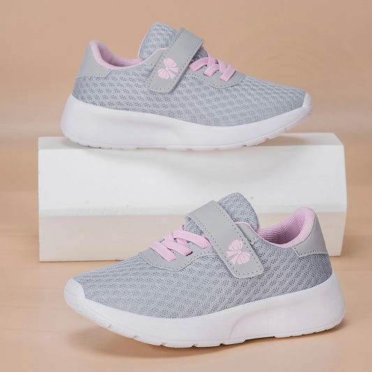 Girls' Breathable Hook-and-Loop Running Sneakers with EVA Soles
