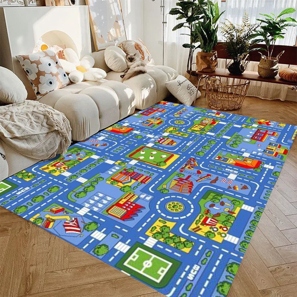 City Road Play Mat for Kids – Non-Slip Car Track Rug, 3 Sizes