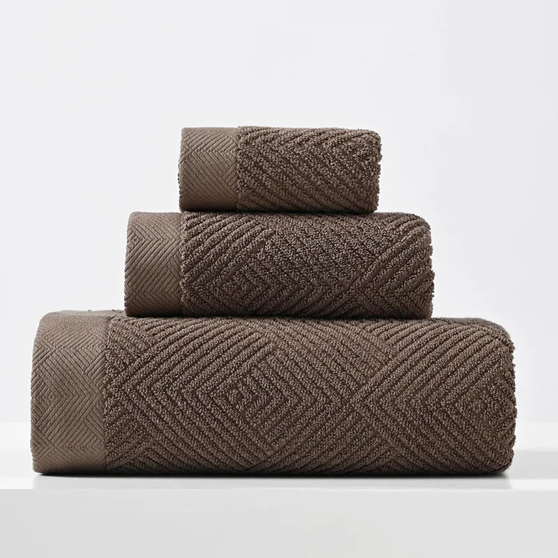 Twill Cotton 3-Piece Towel Set – Solid Colours, 550 g