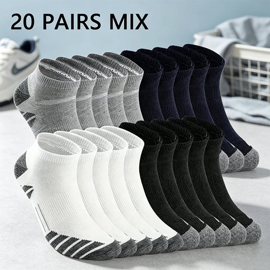 Men's Low-Cut Ankle Socks – 10 or 20 Pairs, Breathable