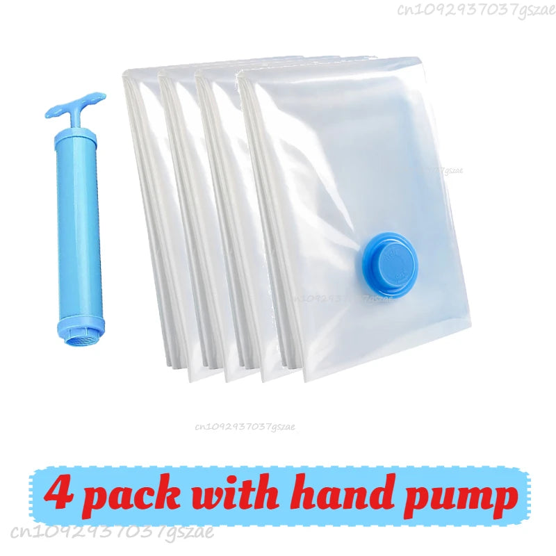 Vacuum Storage Bags with Hand Pump | 5 Sizes, 1–5 Pack | Space Saver Bags for Clothes & Bedding