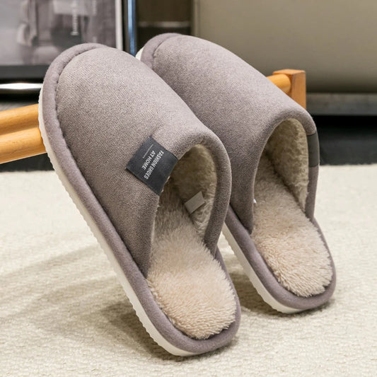 Men's Plush Winter Slippers – Warm Non-Slip House Shoes