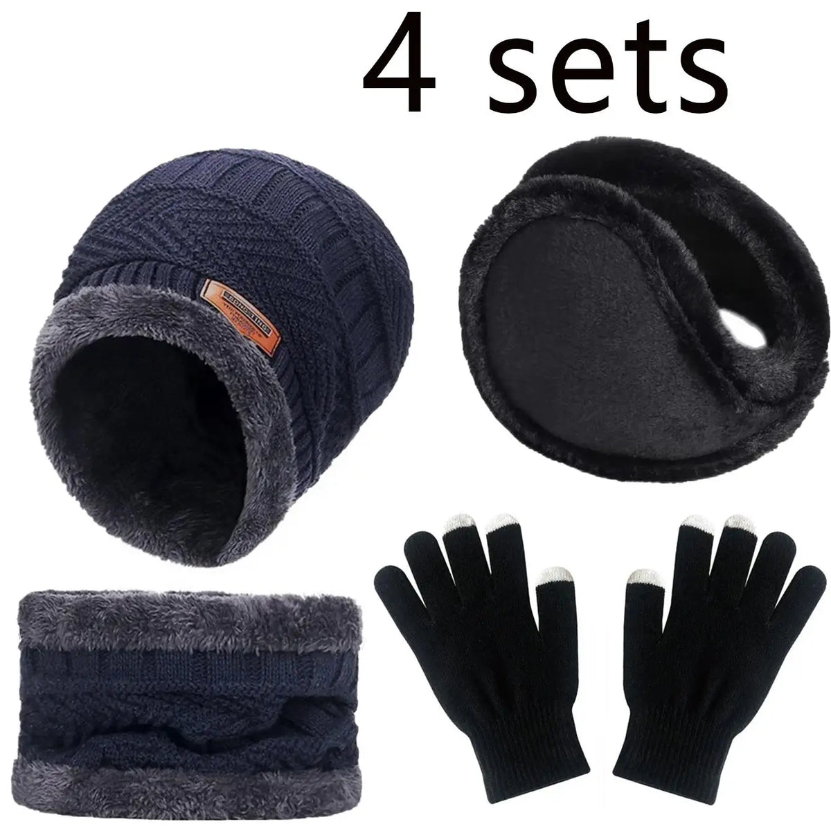 Winter Hat, Scarf & Gloves Set – Fleece-Lined Beanie Set, Kids & Adults