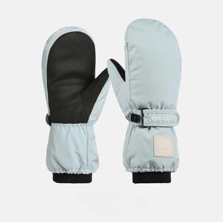 Kids' 5-Finger Ski Gloves with Hook-and-Loop Strap – Ages 6–12
