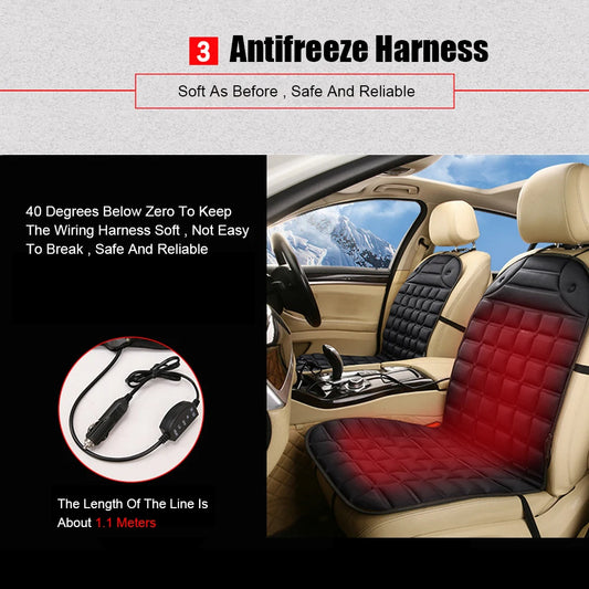 Heated Car Seat Cushion – 12V Universal Seat Warmer with 2 Heat Settings
