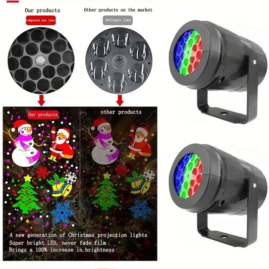 Snowflake Christmas Projector Light – 16 Rotating Holiday Patterns