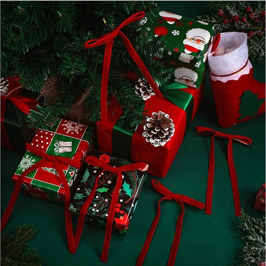 Velvet Christmas Tree Bows – 18 cm Vintage Ribbon Bows (10 or 20 Pack)