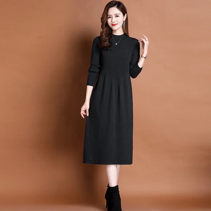 Women's Ankle-Length A-Line Dress with Appliqué