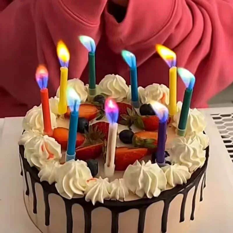 Colorful Flame Candles, Birthday Party Supplies, Wedding Candles, Safety Flames, Dessert Cake Candle Decorations, 6/12/18 Pieces