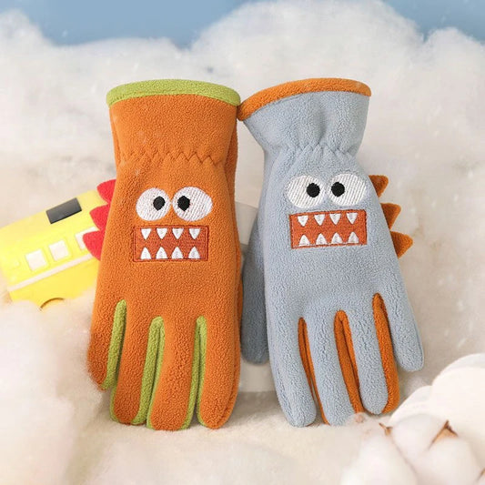 Kids' Plush Five-Finger Winter Gloves – Ages 6–12