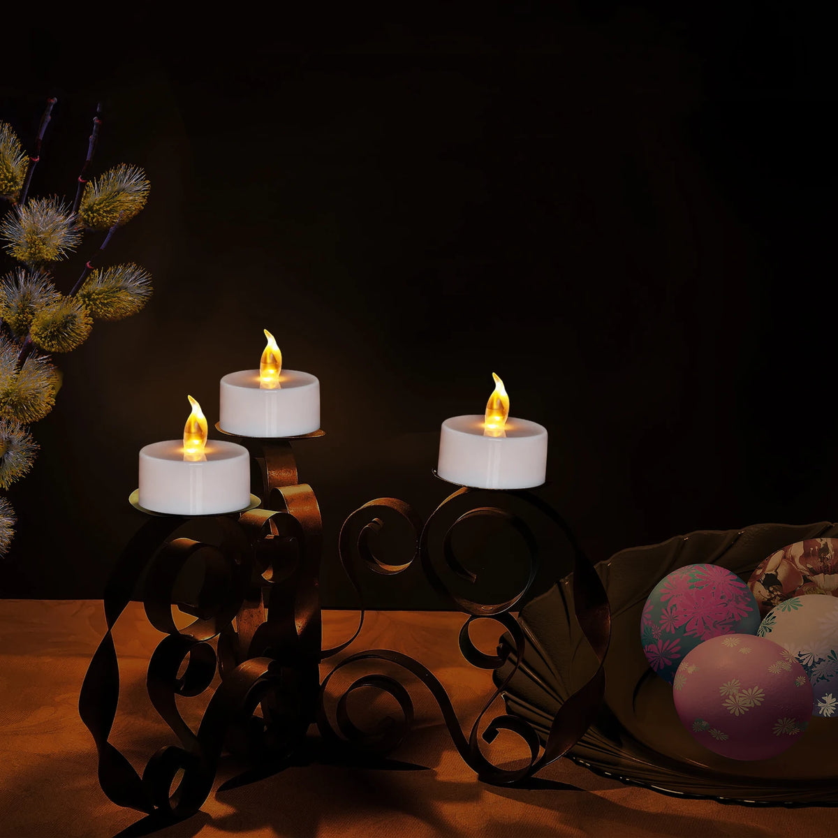 Candlium 12 Pack Warm Yellow LED Flameless Tea Light Candles 200+ Hours Battery Powered Perfect For Wedding Anniversary Decor