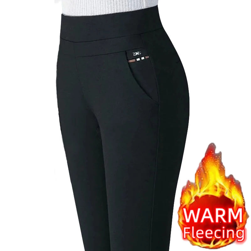 Thin & Thick Warm Winter Pencil Pants Womens Snow Plush Strench Lady OL SkinnyTrousers Femal Thichen Slim Clothing Leggings