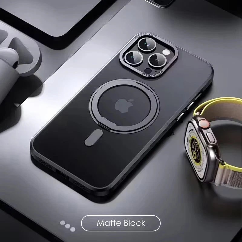 Magnetic iPhone Case with 360° Rotating Ring Stand