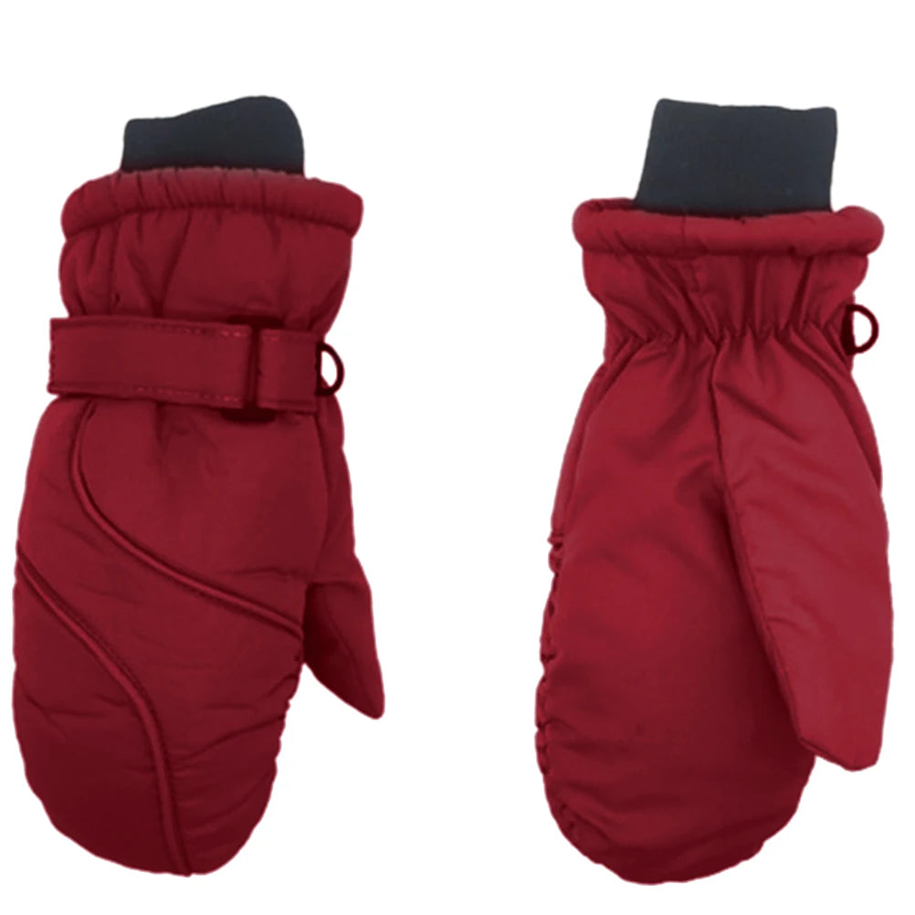 Kids' Long-Cuff Ski Mittens – Velvet-Lined Snow Mittens