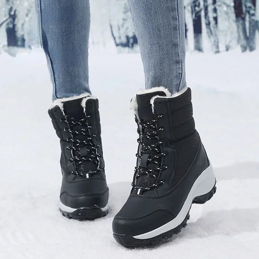 AZGB Women's Plush-Lined Platform Wedge Ankle Boots