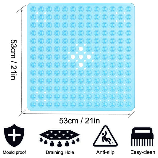 Non-Slip Shower Mat with Suction Cups, 53 x 53 cm