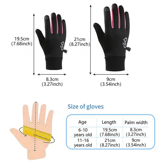 Kids' Thermal Touchscreen Sports Gloves – Anti-Slip (Ages 6–16)