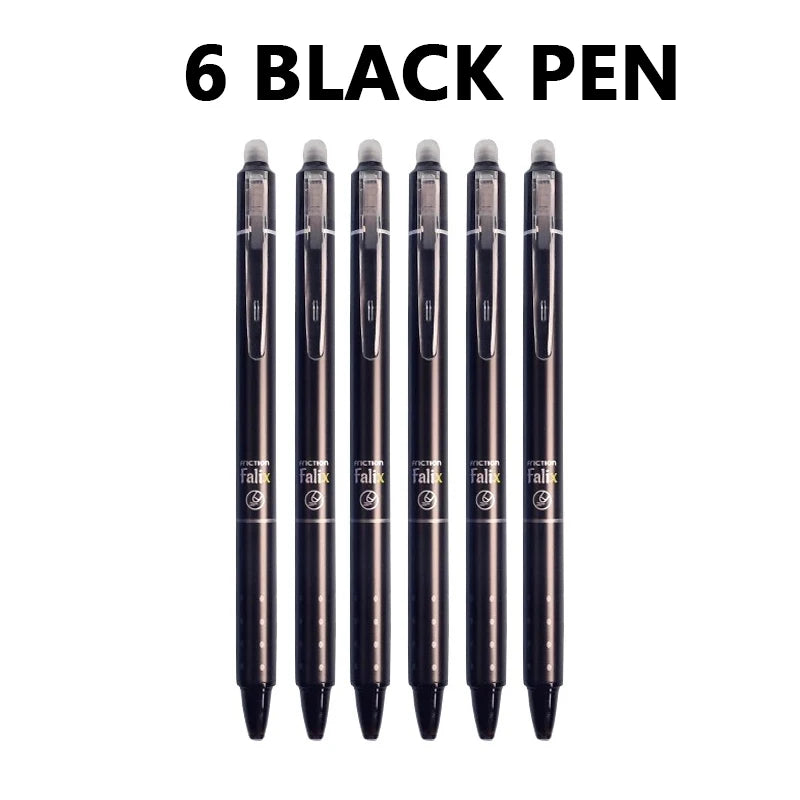 Erasable Retractable Gel Pen Set, 0.5mm Black Blue Ink Pens with Refills and Built-in Eraser for Daily School Office Stationery