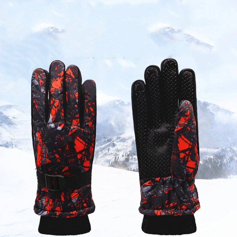Kids' Adjustable Printed Snow Mittens – Warm Ski Mittens for Boys & Girls