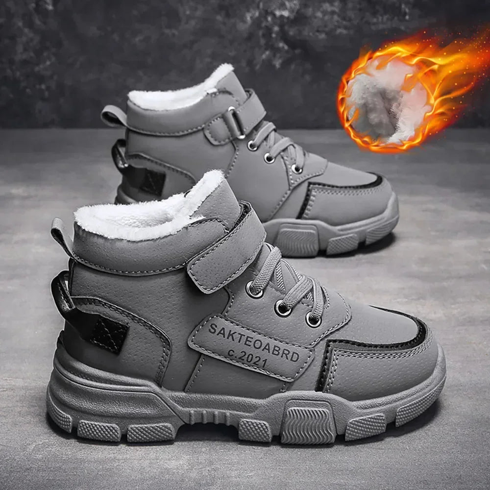 Kids' Plush-Lined Winter Boots – Platform Sole & Easy Strap