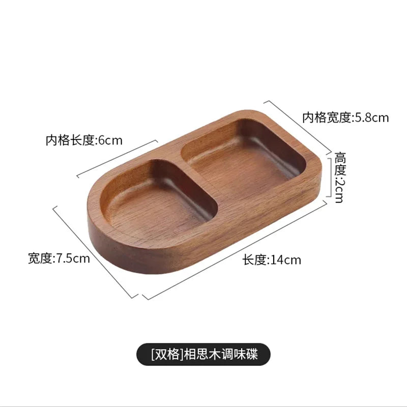 Solid Wood Divided Condiment & Snack Tray