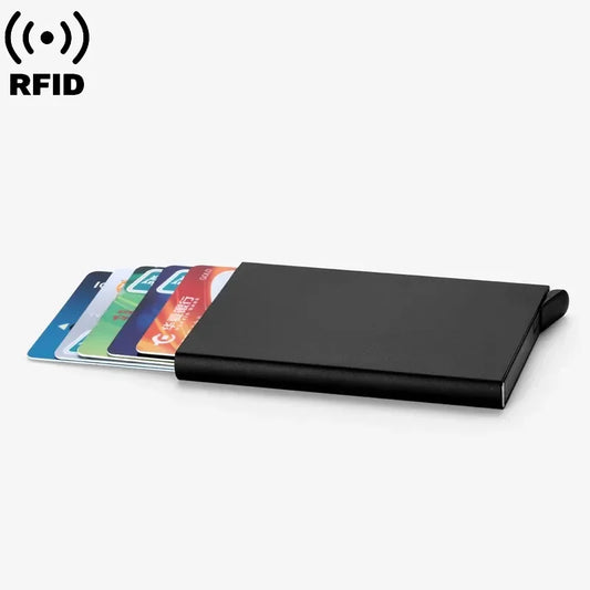Slim Metal RFID Card Holder – Pop-Up Minimalist Wallet for Men & Women